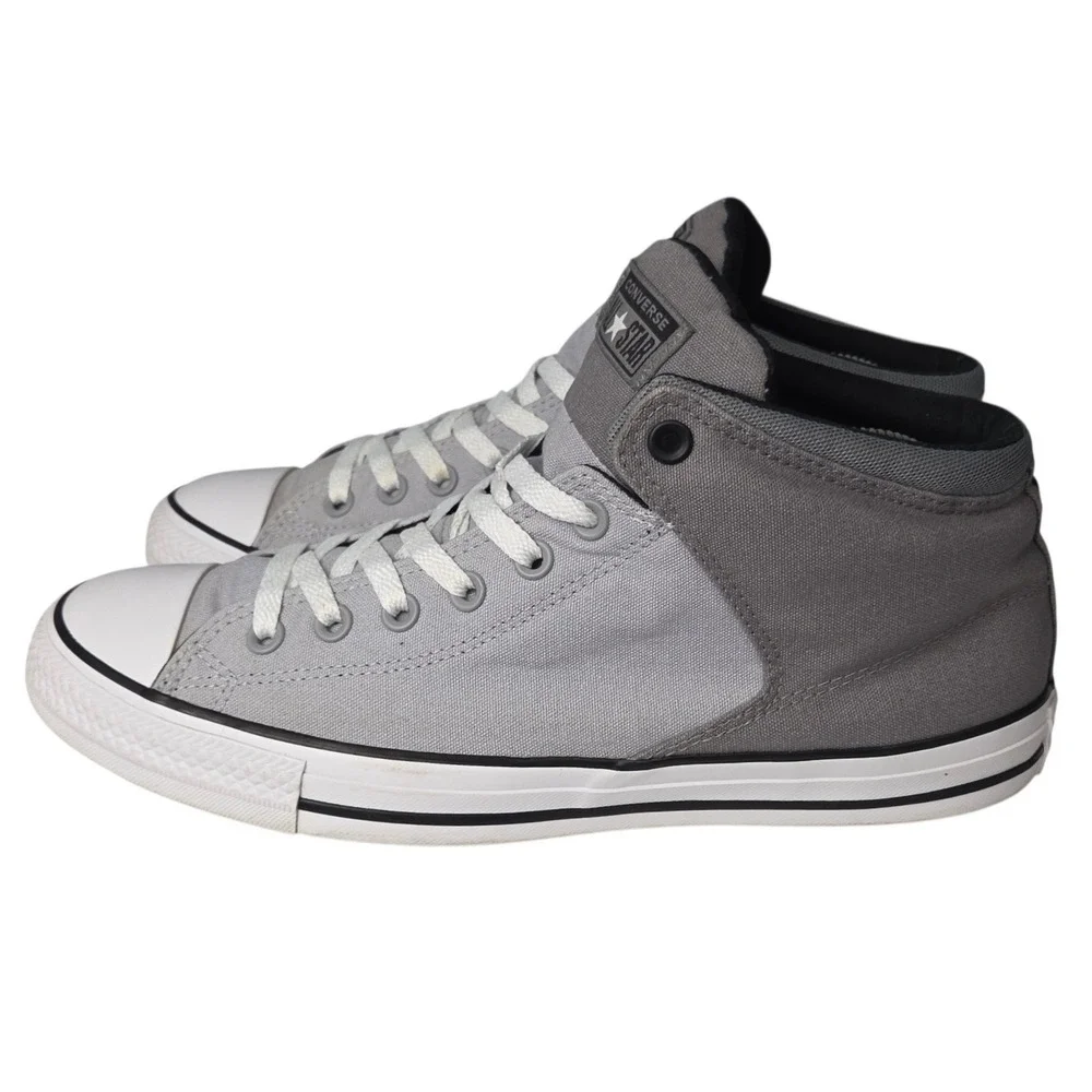 Converse All Star High Street Sneakers Mens 11 Gray White Mid Top Canvas Shoes - Picture 3 of 9